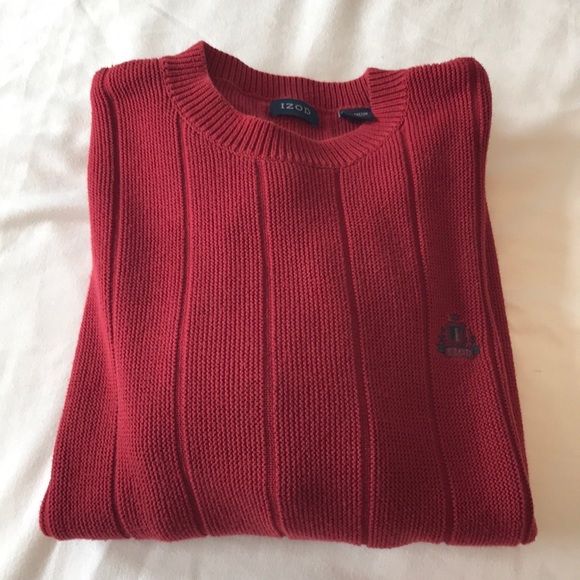 IZOD Men's Red Crewneck Ribbed Sweater, XL - Picture 5 of 6